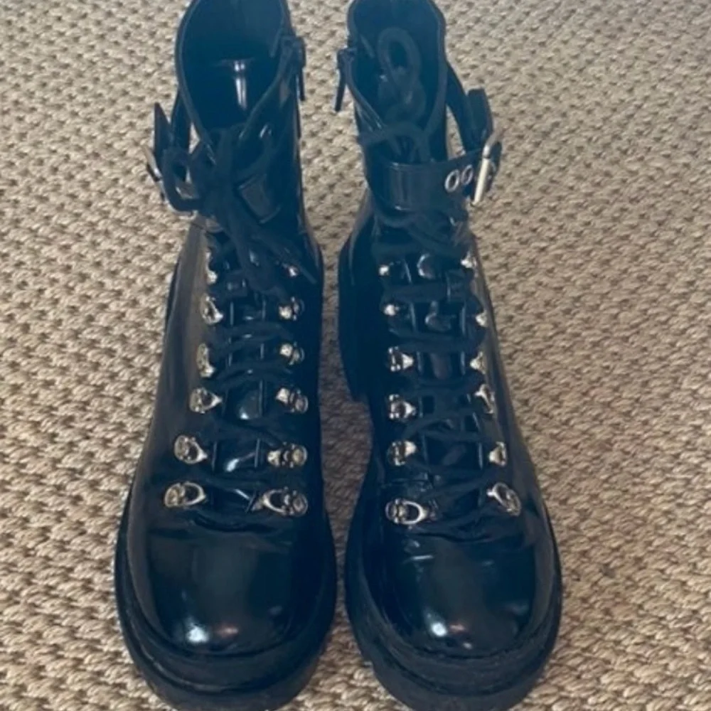 Jeffrey Campbell Black Lace-Up Ankle Boots - Picture 2 of 5